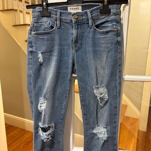 Frame Denim Women's Ripped Blue Skinny Jeans size 25